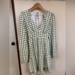 Princess Polly Green and White Gingham Dress